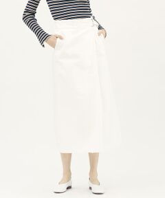 TOMORROWLAND / トゥモローランド デニムスカート | コットンホワイトデニム ベルテッドラップミディスカート