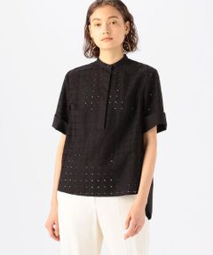 TOMORROWLAND / トゥモローランド シャツ・ブラウス | コットンスクエアエンブロイダリー スタンドネックブラウス