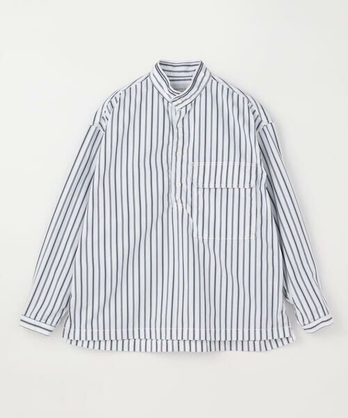 【オシャレ】TOMORROWLAND スタンドカラーストライプシャツ