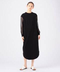 TOMORROWLAND / トゥモローランド ロング・マキシ丈ワンピース | シアーコンビ クルーネックワンピース