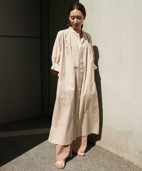 セール コットンシルクタイプライター バンドカラーシャツワンピース ロング マキシ丈ワンピース Tomorrowland トゥモローランド ファッション通販 タカシマヤファッションスクエア