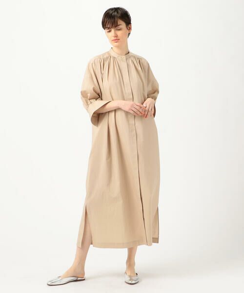 セール コットンシルクタイプライター バンドカラーシャツワンピース ロング マキシ丈ワンピース Tomorrowland トゥモローランド ファッション通販 タカシマヤファッションスクエア