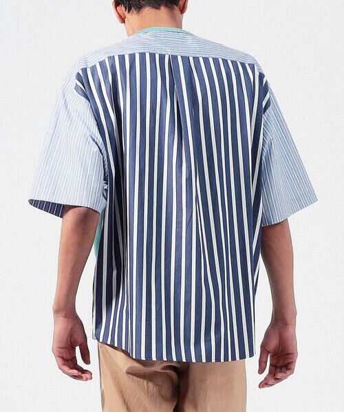 【新品】TOMORROWLAND ストライプシャツコンビ半袖Tシャツ28cm着丈