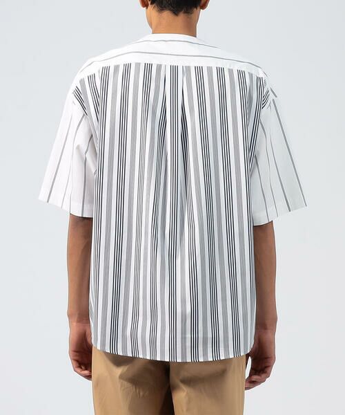 【新品】TOMORROWLAND ストライプシャツコンビ半袖Tシャツ28cm着丈