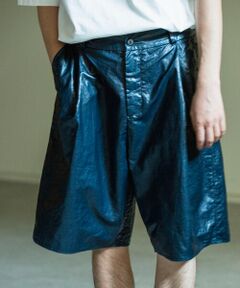 TOMORROWLAND / トゥモローランド ショート・ハーフ・半端丈パンツ | リネンキャンバスコーティング 1プリーツスーパーワイドショートパンツ