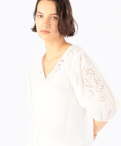 TOMORROWLAND / トゥモローランド シャツ・ブラウス | ラミーエンブロイダリー Vネックブラウス