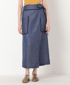 TOMORROWLAND / トゥモローランド ロング・マキシ丈スカート | リネンキュプラシルク ラップミディスカート