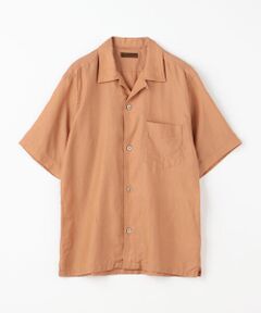 コットンシルク オープンカラーショートスリーブシャツ BROWN