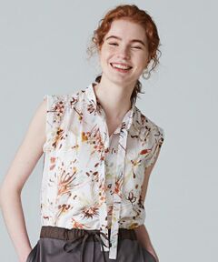 TOMORROWLAND / トゥモローランド シャツ・ブラウス | ブラッシュフラワープリント ダブルカラーボウタイブラウス