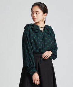 TOMORROWLAND / トゥモローランド シャツ・ブラウス | ドゥーブルドットプリント ラッフルカラーブラウス