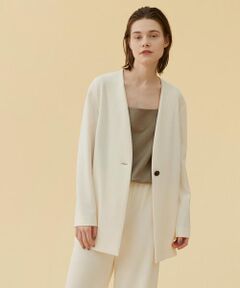 TOMORROWLAND / トゥモローランド ノーカラージャケット | ライトダブルクロス リラックスジャケット