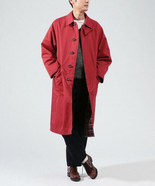 【美品】コート スタンドカラー ステンカラーコート コットンコート 赤いコート