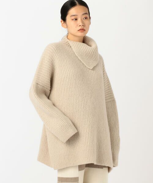 louren  turtle neck rib knit ベージュ