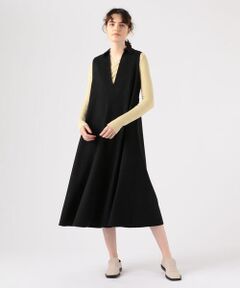 TOMORROWLAND / トゥモローランド ロング・マキシ丈ワンピース | ウールカシミヤツイード スキッパーカラーワンピース