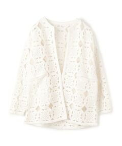 TOMORROWLAND / トゥモローランド ノーカラージャケット | スクエアモチーフエンブロイダリー ノーカラージャケット