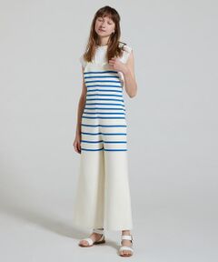 TOMORROWLAND / トゥモローランド サロペット・オールインワン | コットンポリエステルパネルボーダー オールインワン