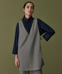 TOMORROWLAND / トゥモローランド チュニック | ドットシェファードチェック Vネックチュニックワンピース