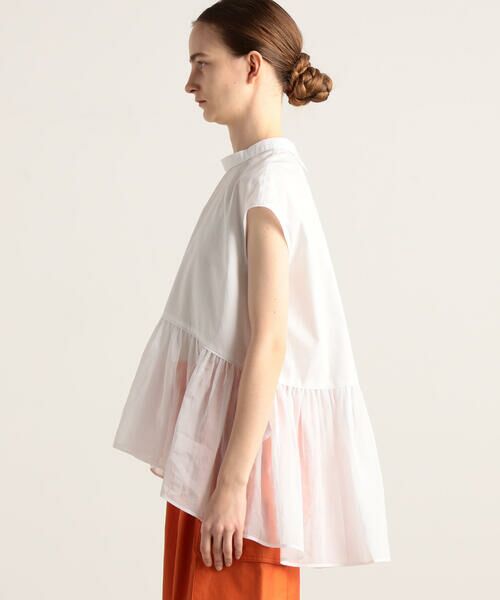 TOMORROWLAND / トゥモローランド シャツ・ブラウス | ホワイトコンビネーション ギャザーフレアブラウス | 詳細4