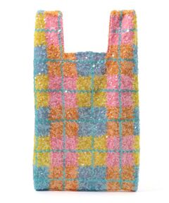 TOMORROWLAND / トゥモローランド ハンドバッグ | 【別注】ASHISH×TOMORROWLAND スパンコールパステルチェックショッピングバッグ