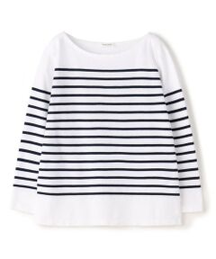 TOMORROWLAND / トゥモローランド Tシャツ | コットンボーダー ボートネックプルオーバー