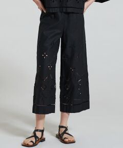 TOMORROWLAND / トゥモローランド ショート・ハーフ・半端丈パンツ | リネンコットンエンブロイダリー セミワイドクロップドパンツ