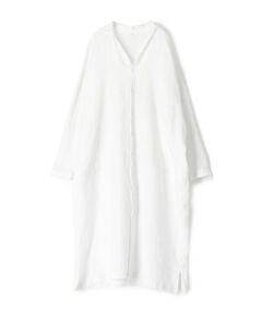 TOMORROWLAND / トゥモローランド ミニ丈・ひざ丈ワンピース | バスケットリネン オープンカラーシャツワンピース