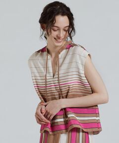 TOMORROWLAND / トゥモローランド シャツ・ブラウス | マルチボーダー ボウタイブラウス