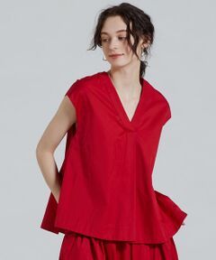 TOMORROWLAND / トゥモローランド シャツ・ブラウス | コットンシルクツイル Vネックブラウス