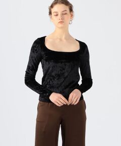 TOMORROWLAND / トゥモローランド カットソー | VINCE ポリエステルベロア スクエアネックプルオーバー