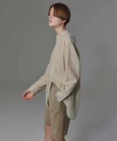 STRAW RAFFIA コットンナイロン メッシュクレリックシャツ