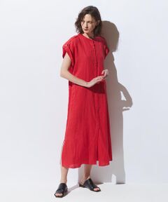 TOMORROWLAND / トゥモローランド ロング・マキシ丈ワンピース | リネンラミーシルク フレンチスリーブシャツワンピース