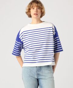 TOMORROWLAND / トゥモローランド Tシャツ | コットンパネルボーダー ボートネックプルオーバー