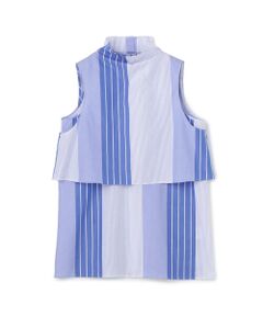 TOMORROWLAND / トゥモローランド シャツ・ブラウス | ベーシックコットンストライプ レイヤードノースリーブシャツ