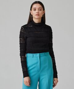 TOMORROWLAND / トゥモローランド カットソー | フリルレース ハイネックプルオーバー