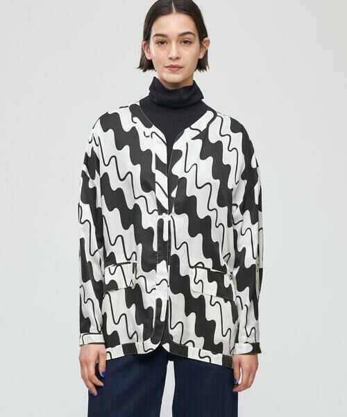 TOMORROWLAND / トゥモローランド ノーカラージャケット | ウェービーダイヤゴナルプリント ノーカラージャケット | 詳細2