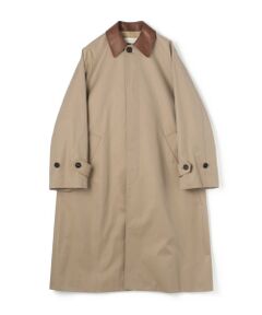 TOMORROWLAND / トゥモローランド ステンカラーコート | レザーコンビギャバジン ステンカラーコート