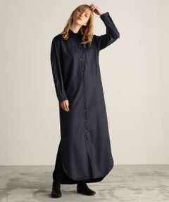 ウールサキソニー ロングシャツドレス