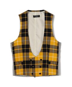 TOMORROWLAND / トゥモローランド ベスト | ウールサージ タータンチェック ダブルブレステッドベスト