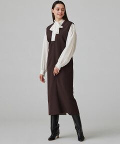 TOMORROWLAND / トゥモローランド ロング・マキシ丈ワンピース | プレーンダブルフェイス ジャンパースカート