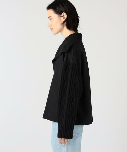 TOMORROWLAND / トゥモローランド カットソー | ウールケーブルニットコンビ セーラーカラープルオーバー | 詳細3