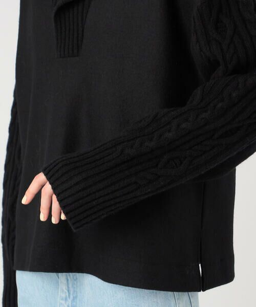 TOMORROWLAND / トゥモローランド カットソー | ウールケーブルニットコンビ セーラーカラープルオーバー | 詳細8