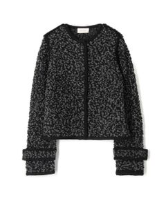 TOMORROWLAND / トゥモローランド ノーカラージャケット | ダルメシアンニット クルーネックジャケット