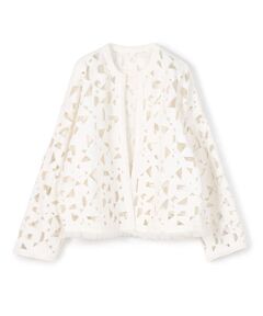 TOMORROWLAND / トゥモローランド ノーカラージャケット | モザイクモチーフエンブロイダリー ノーカラージャケット