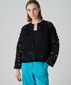 TOMORROWLAND / トゥモローランド ノーカラージャケット | モザイクモチーフエンブロイダリー ノーカラージャケット