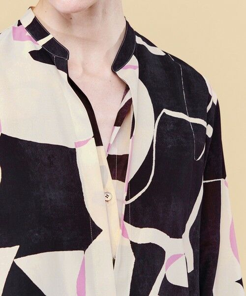 TOMORROWLAND / トゥモローランド シャツ・ブラウス | スパンシルクシャドウプリント バンドカラーシャツ | 詳細6