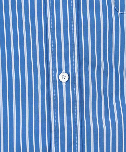 A169 【美品】 トゥモローランド シャツ 長袖 ストライプ 藍色×白 L 綿