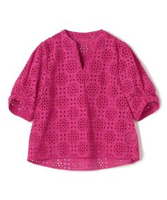 TOMORROWLAND / トゥモローランド シャツ・ブラウス | サークルフラワーエンブロイダリー キーネックブラウス