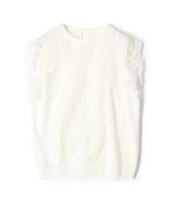 TOMORROWLAND / トゥモローランド ニット・セーター | レースコンビ ノースリーブプルオーバー