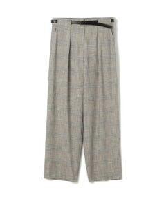 TOMORROWLAND / トゥモローランド スラックス・ドレスパンツ | シャイニーグレンチェック タックストレートパンツ