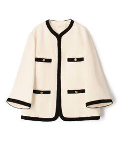 TOMORROWLAND / トゥモローランド ノーカラージャケット | ヘビーオックスフォードリネン ノーカラージャケット